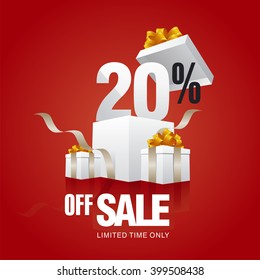 Sale 20 Percent Off Card Red Background