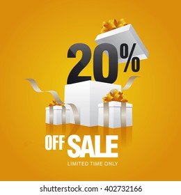 Sale 20 Percent Off Card Orange Background