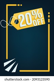 Sale 20 Percent off label, banner or flyer design template, discount app icon, colorful vector illustration.