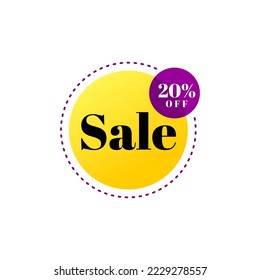 sale 20 percent off tags shop,badge, sticker yellow vector eps