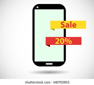 Sale of 20 percent. Online shopping. Cyber Monday.
