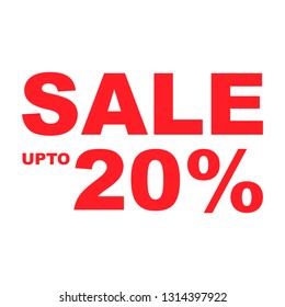 Sale up to 20% in red simple flat design for sale banner discount promotion
