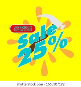 sale 25%, beautiful greeting card background or template banner with labour theme. vector design illustration