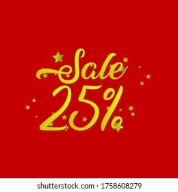 sale 25%, beautiful template banner with star theme. vector design illustration, graphics elements for t-shirts, the sign, badge or greeting card and background photo booth