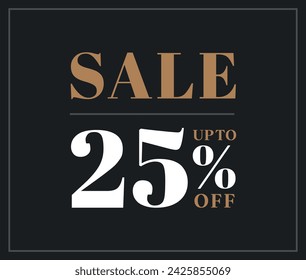 Sale up to 25% off sign. Twenty-five percent discount. Special offer symbol. Discount promotion. Vector design.
