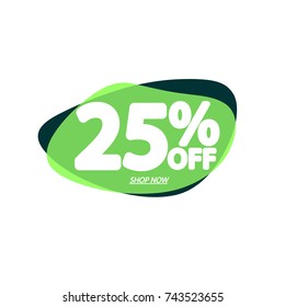 Sale 25% Off, Speech Bubble Banner, Discount Tag Design Template, App Icon, Vector Illustration