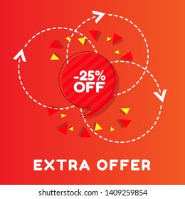 Sale 25% off tag, extra offer speech bubble  - banner design template