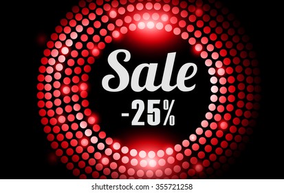 Sale 25 percent  - disco lights frame. Eps 10.  vector. Banner