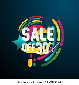 sale 30%, beautiful greeting card background or banner with golden abstract illustration for sport theme. design illustration