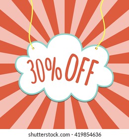 Sale 30% Off. Discount Tag. Special offer sale. Colorful sale icon.Sale sticker, sign or poster. Special offer design. Vector illustration, isolated on background
