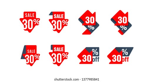 Sale 30% - 30 % off - set of sticker in six different variations - creative tag badge 