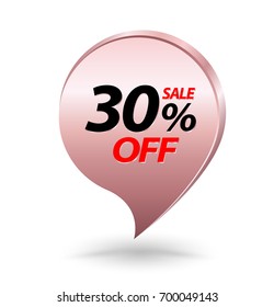 Sale 30% off special offer banner design over a white background. Vector illustration for  promotion illustration.