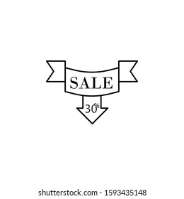 Sale, 30 Percent Icon. Simple Thin Line, Outline Vector Of Black Friday Icons For Ui And Ux, Website Or Mobile Application