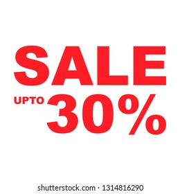 Sale up to 30% in red simple flat design for sale banner discount promotion