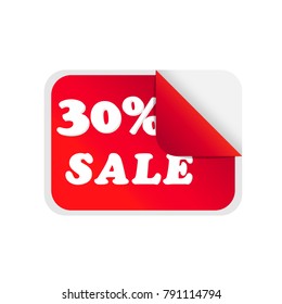 sale 30% sticker isolated on white background,illustration.