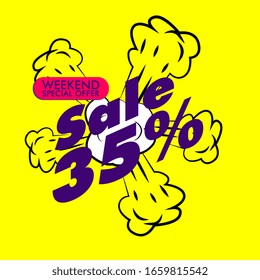 sale 35%, beautiful greeting card background or template banner with explode theme. vector design illustration