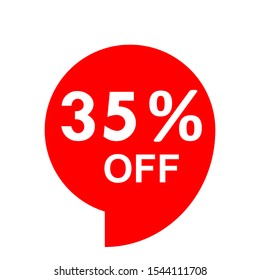 Sale - 35 percent off - red tag isolated - vector illustration