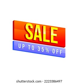 sale up to 35 percent off red and blue color sign