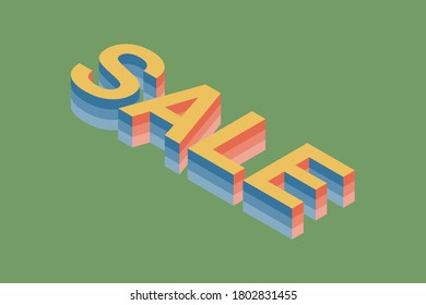 VENTA con efecto de texto isométrico 3d. 