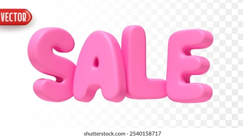 Sale 3d pink text. Sale letter isolated on background. vector illustration