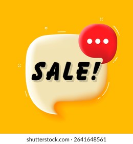 Sale. 3D speech bubble with bold lettering. Colorful pop art style. Vector illustration for business, motivation, and advertising.