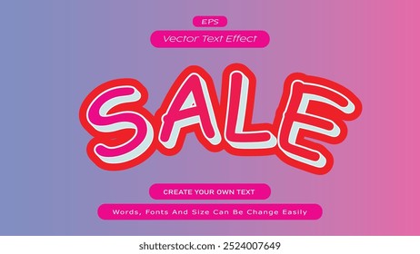 Sale 3D Text Effect Vector Design, Sale Promotion Banner Template, Sale Poster Vector Illustration, Sale Text Effect Graphic Design 
