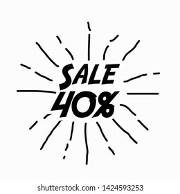 sale 40%, beautiful background with sunburst theme