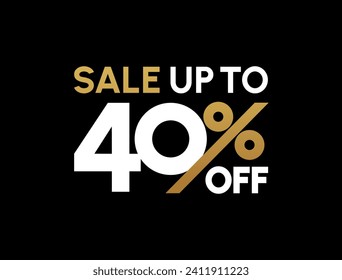 Sale up to 40% off sign. Forty percent discount. Special offer symbol. Discount promotion. Vector design.