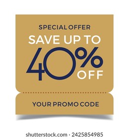 Sale up to 40% off sign. Forty percent discount. Special offer symbol. Discount promotion. Vector design. svg
