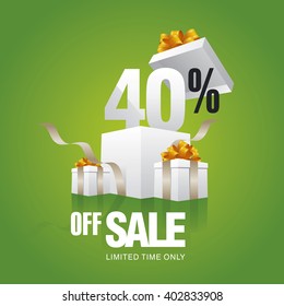 Sale 40 percent off card green background