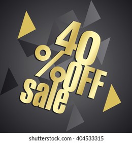 Sale 40 percent off gold black abstract background