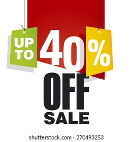 Sale up to 40 percent off red background