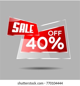 sale 40% vector sale discount label for christmas and new year sale, flash sale