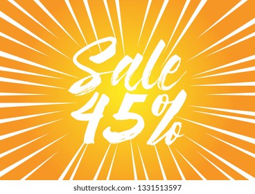 sale 45%, beautiful greeting card background or banner with pop art theme. design illustration