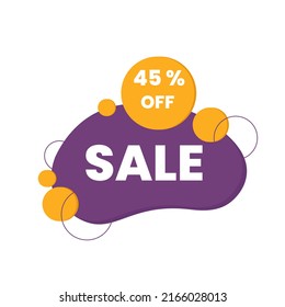 Sale 45, bubble banner design template, discount tag, buy now, vector illustration