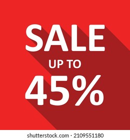 Sale up to 45%  white text on a red background