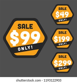 Sale 49 99 199 and 299 Only Offer Badge Sticker Design in Flat Style