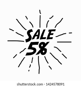 sale 5%, beautiful background with sunburst theme