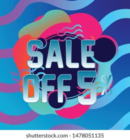 sale 5%, beautiful greeting card background or banner with ocean theme. design illustration