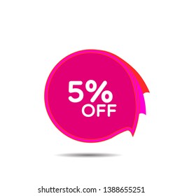 sale 5%, discount label for ramadan or muslim event with pink background
