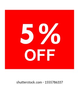 Sale - 5 percent off - red tag isolated - vector illustration