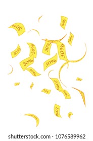 Sale 50% Colorful bright confetti isolated on a transparent background. Festive vector illustration