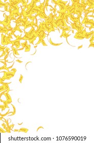 Sale 50% Colorful bright confetti isolated on a transparent background. Festive vector illustration