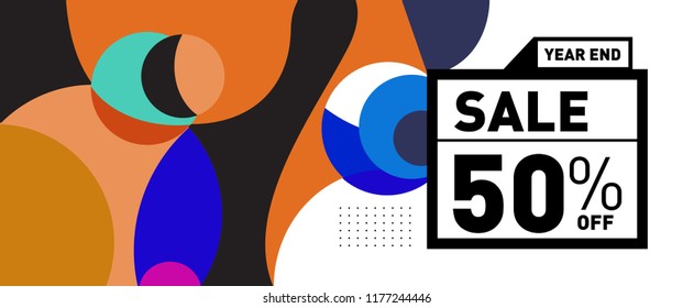 Sale 50% Discount Banner with Colorful Flat Background