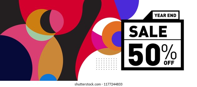 Sale 50% Discount Banner with Colorful Flat Background