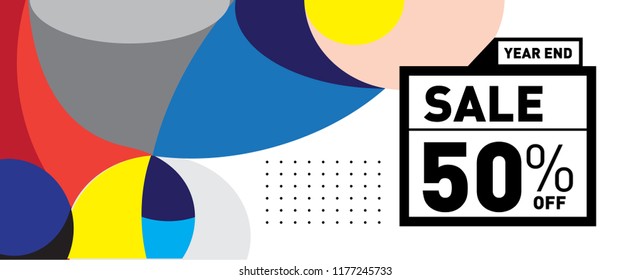 Sale 50% Discount Banner with Colorful Flat Background