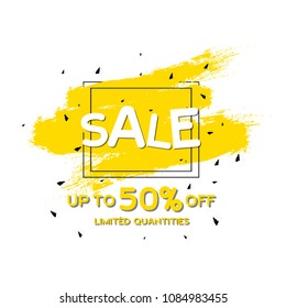 Sale Up To 50% Limited Quantities Square Frame Yellow Paint Background Vector Image
