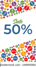 Sale 50% off. abstract elements on background, vector illustration. Design for a shop and sale poster.