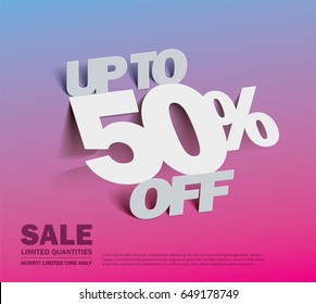 Sale 50% off banner. vector illustration