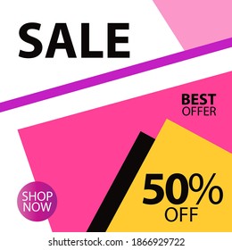 Sale up to 50% off Best Offer Shop Now Label Discount Vector Template Design Illustration